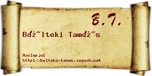 Bélteki Tamás névjegykártya